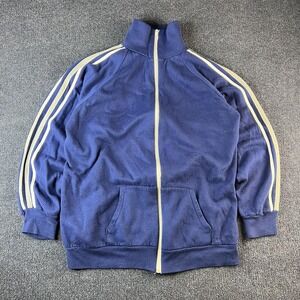 Vintage Sears Jacket Mens 2XL Tall Blue Fleece Track Full Zip Activewear 70s
